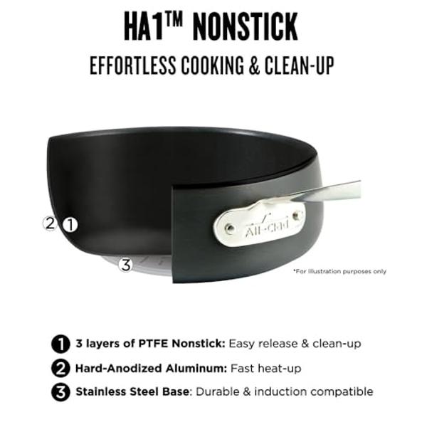 All-Clad HA1 Hard Anodized Nonstick Fry Pan Set – 3-Piece Cookware, 8", 10", 12" Skillets with Lid, Induction Compatible, Oven Safe to 500°F, Lid Safe to 350°F, Black