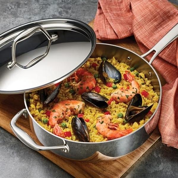 Tramontina Tri-Ply Clad Stainless Steel 13-Piece Cookware Set with Lids, Pots and Pans Kitchen Set, Induction-Ready, Dishwasher-Safe, NSF-Certified