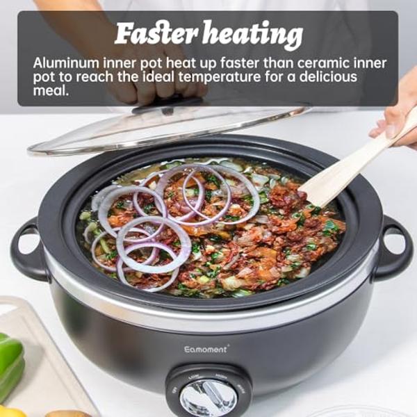 3.5 Quart Slow Cooker Black Uniform Heating,Non Stick Pot,Aluminum, Makes Your Food More Delicious.Suitable as a Gift for Wives,Parents,and Friends