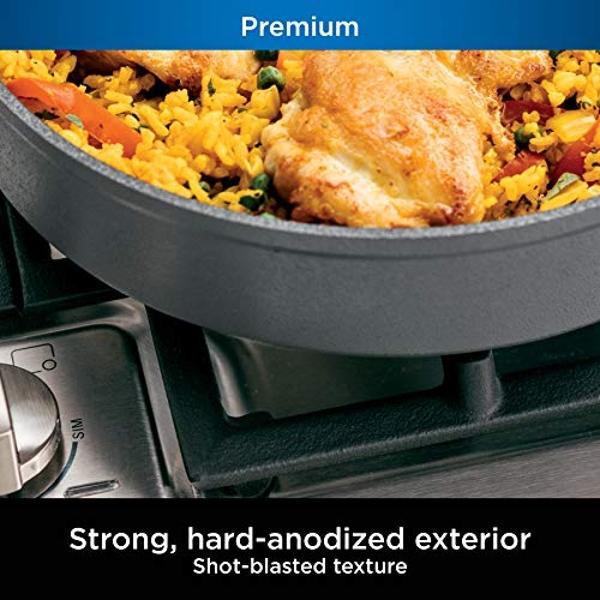 Ninja NeverStick Premium Hard-Anodized 10 Piece Pots & Pans Set, Nonstick Cookware Set, Durable, Oven Safe to 500°F, Slate Grey, C39500