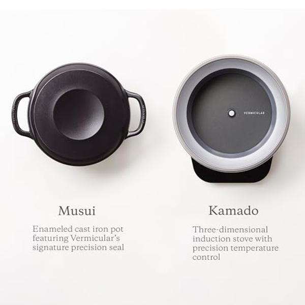 Vermicular Musui–Kamado (RICEPOT) | Cast Iron Induction Cooker | Precision Multicooker | Japanese Rice Cooker | Slow Cooker | Non-Toxic Enameled Cast Iron Pot | Charcoal | US Model