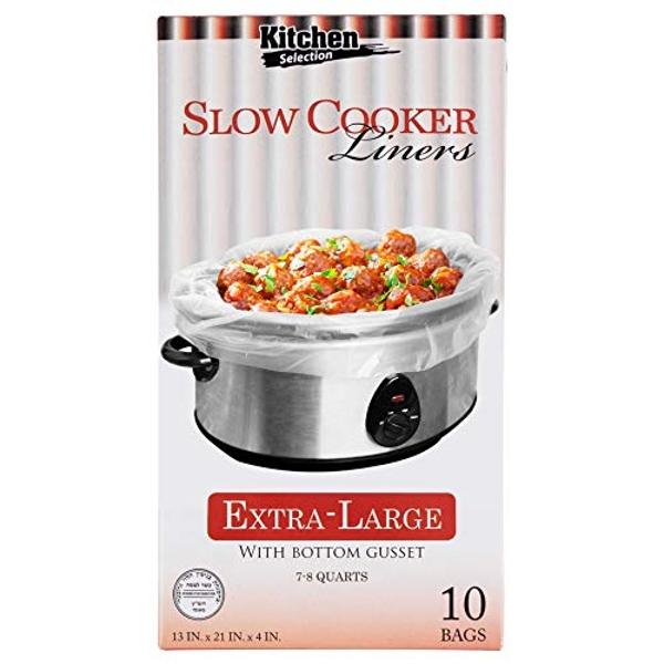 Party Bargains 10 Bags Slow Cooker Liners - Fits 7-8 Quarts, 21 x 4 x 13 Inches, 4" Wide Gusset, X-Large Crock Pot Liners, Multi Use Cooking Bags, Sous Vide