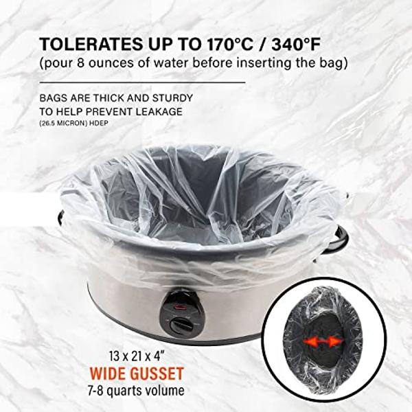 Party Bargains 10 Bags Slow Cooker Liners - Fits 7-8 Quarts, 21 x 4 x 13 Inches, 4" Wide Gusset, X-Large Crock Pot Liners, Multi Use Cooking Bags, Sous Vide