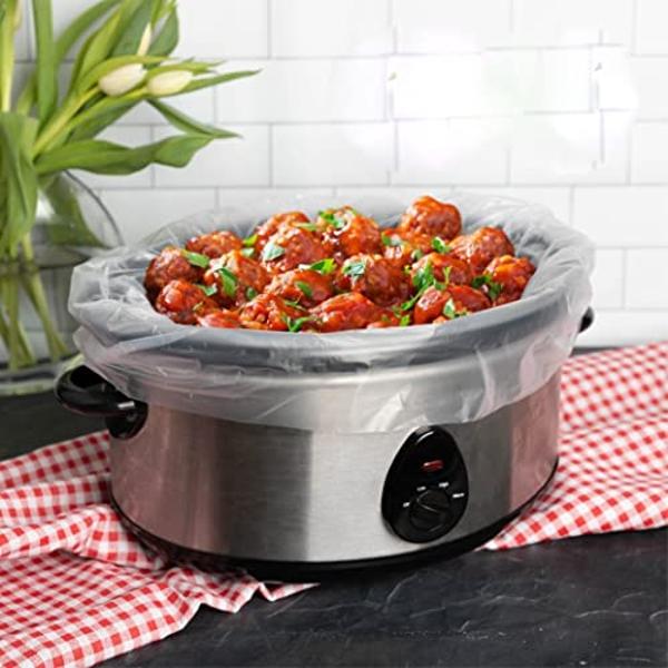 Party Bargains 10 Bags Slow Cooker Liners - Fits 7-8 Quarts, 21 x 4 x 13 Inches, 4" Wide Gusset, X-Large Crock Pot Liners, Multi Use Cooking Bags, Sous Vide