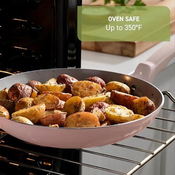 T-fal Refresh Ceramic, Ceramic Non Stick Cookware Set 12 Piece, Oven Broiler Safe 350F, Cookware, Kitchen Cooking Set w/Fry Pans, Saucepans & Kitchen Utensils, Pots and Pans Set No