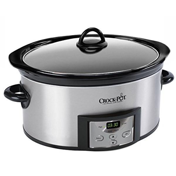 Crock-Pot 6-Quart Countdown Programmable Oval Slow Cooker with Dipper, Stainless Steel, SCCPVC605-S