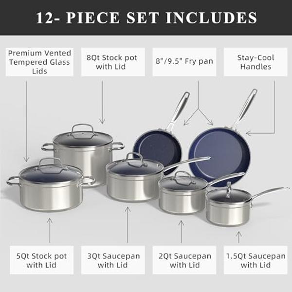Lodge Pre-Seasoned Cast Iron Skillet Set - Set Includes 8 Inch Skillet, 10.25 Inch Skillet, and 12 inch Skillet - 3 Piece