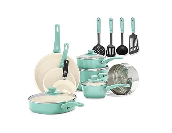 T-fal Ultimate Hard Anodized Nonstick Cookware Set 14 Piece, Oven Broiler Safe 400F, Lid Safe 350F, Kitchen Cooking Set w/Fry Pans, Saucepans, Griddle, Dutch Oven, Pots & Pans, Dis