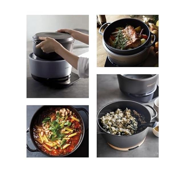 Vermicular Musui–Kamado (RICEPOT) | Cast Iron Induction Cooker | Precision Multicooker | Japanese Rice Cooker | Slow Cooker | Non-Toxic Enameled Cast Iron Pot | Charcoal | US Model
