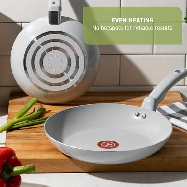 T-fal Refresh Ceramic, Ceramic Non Stick Cookware Set 20 Piece, Oven Broiler Safe 350F, Kitchen Set w/Egg Pan, Fry Pans, Saucepans, Griddle, Sautepan, Dutch Oven & Utensils, Pots, 