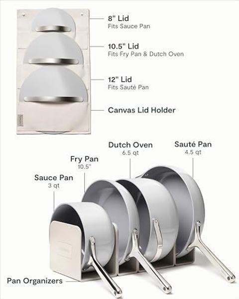 Caraway Nonstick Ceramic Cookware Set (12 Piece) Pots, Pans, Lids and Kitchen Storage - Non Toxic - Oven Safe & Compatible with All Stovetops - Gray