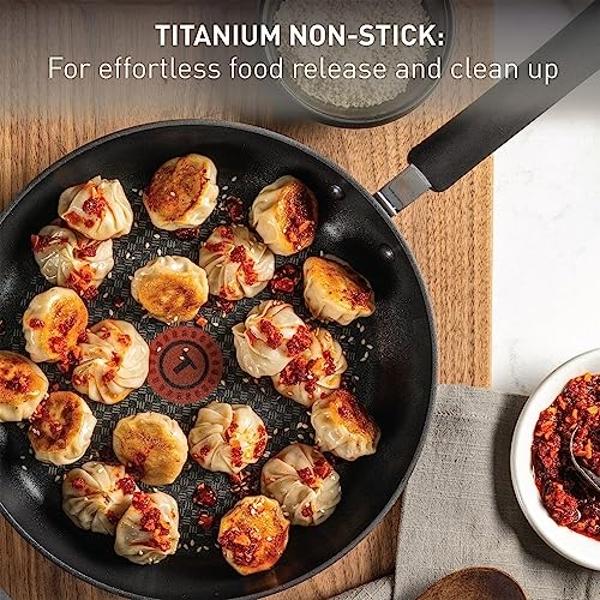 T-fal Ultimate Hard Anodized Nonstick Cookware Set 12 Piece, Oven Broiler Safe 400F, Lid Safe 350F, Kitchen Cooking Set w/Fry Pans, Saucepans, Dutch Oven, Pots and Pans, Dishwasher