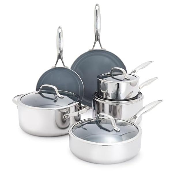 T-fal Specialty Nonstick Fry Pan Set 3 Piece, 8, 9.5, 11 Inch, Oven Broiler Safe 350F, Cookware, Pots and Pans Set Non Stick, Kitchen Frying Pans, Skillets, Durable, Dishwasher, Bl