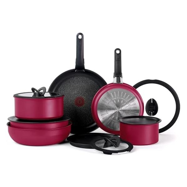 T-fal Ingenio Expertise Non Stick Cookware Set 14 Piece, Induction, Oven Broiler Safe 500F, Cookware, Pots and Pans Set, RV, Camping, Frying Pans, Dishwasher Safe, Detachable/Remov