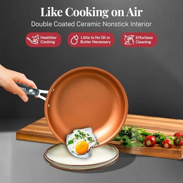 Gotham Steel 20 Pc Pots and Pans Set Nonstick Cookware + Bakeware Set, Complete Ceramic for Kitchen, Non Stick with Lids, Dishwasher / Oven Safe, Toxic - Red