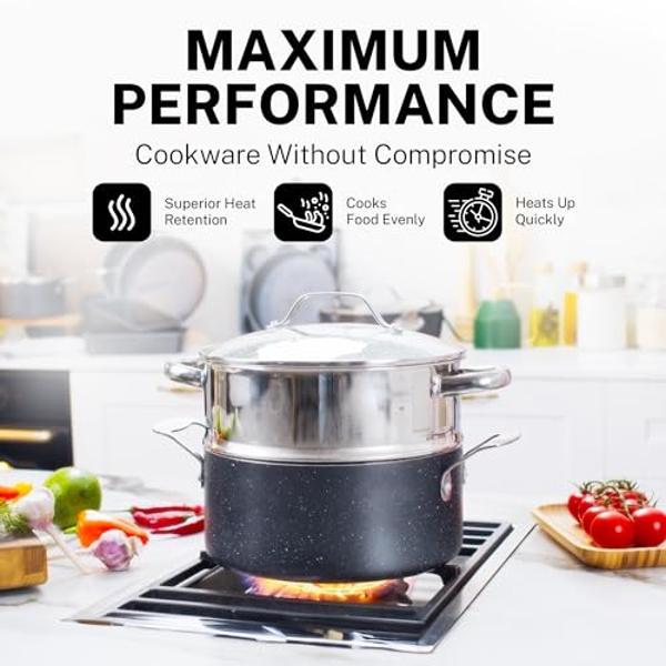GRANITESTONE 20 Pc Kitchen Pots and Pans Set Non Stick Cookware Set, Kitchen Granite Nonstick Cookware Sets, Diamond Coated Non Toxic Cookware Set, Oven & Dishwasher Safe