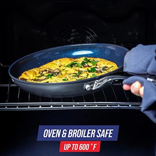 Blue Diamond Cookware Hard Anodized Ceramic Nonstick, 10 Piece Cookware Pots and Pans Set, Non-Toxic PFAS and PFOA-Free, Dishwasher and Oven Safe, Durable, Even Heating, Metal Uten