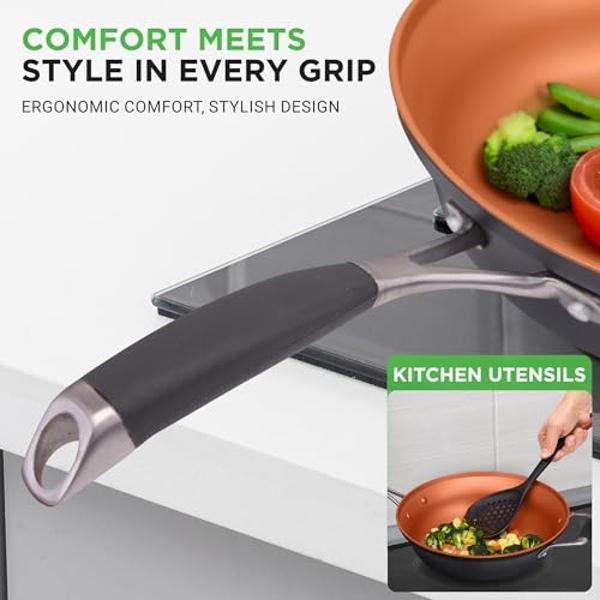 T-fal Ingenio Nonstick Cookware Set 10 Piece, Induction, Oven Broiler Safe 500F, Cookware, Pots and Pans, RV, Camping, Oven, Broil, Dishwasher Safe, Detachable Handle, Red