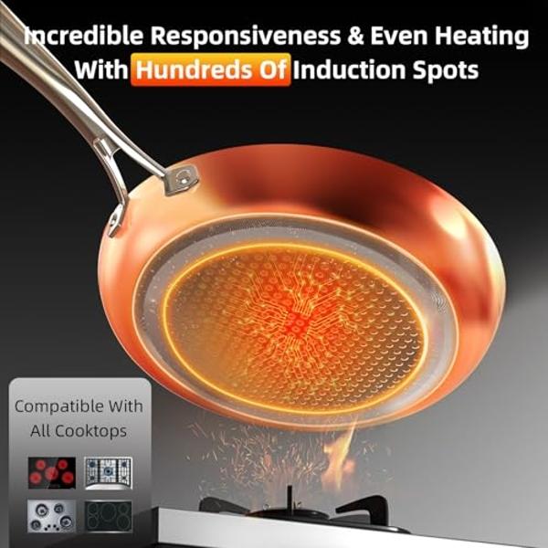 Deluxe DUXANO 14PC Healthy Pots and Pan With 9H Anti-scratch Coating, 2-Layer Non-Stick Ceramic&PFAS Free, Sensitively&Evenly Induction Cooking, Enhanced Flavor with Infrared Cookw