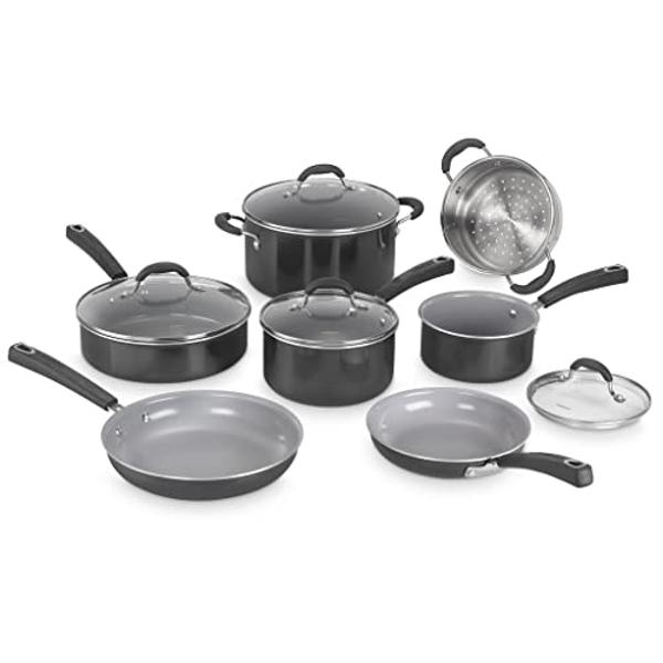 All-Clad HA1 Hard Anodized Nonstick Cookware Set 10 Piece Induction Oven Broiler Safe 500F, Lid Safe 350F Pots and Pans Black