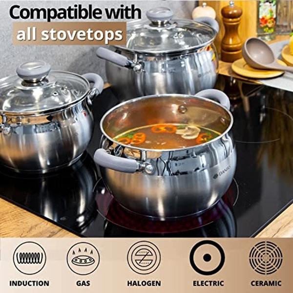 Misen 5-Ply Stainless Steel Cookware Set - Versatile, Dishwasher Safe - 5-Piece Set - 10" Skillet, 3 QT Saute Pan + Lid, 3 QT Saucier + Lid