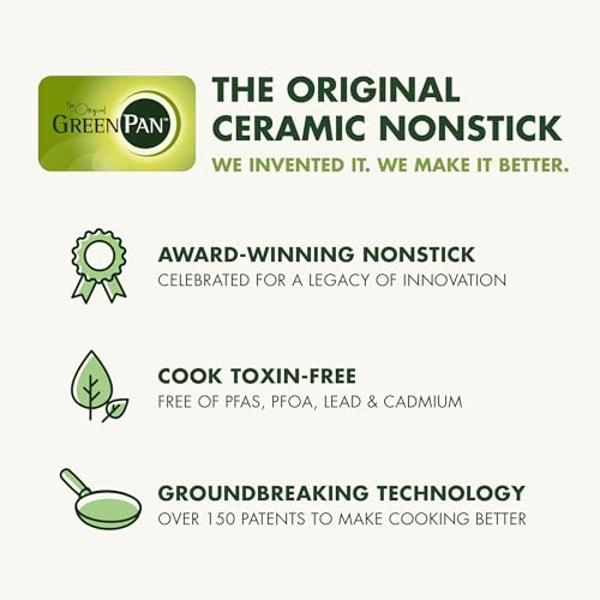 GreenPan Reserve Hard Anodized Healthy Ceramic Nonstick 10 Piece Cookware Pots and Pans Set, Gold-Tone Stainless Steel Handles, PFAS & PFOA-Free, Dishwasher Safe, Oven & Broiler Sa