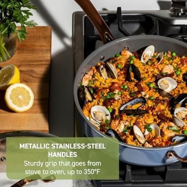 T-fal Preserve Ceramic, Ceramic Non Stick Cookware Set 13 Piece, Oven Broiler Safe 350F, Kitchen Cookware Set w/Frypans, Saucepans, Sautepan, Dutch Oven, Lids, Pan Protectors, Pots