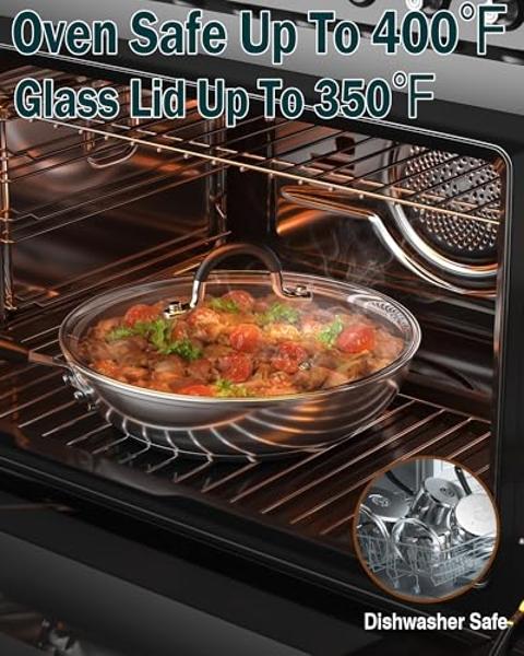 Cook N Home Stainless Steel Cookware Sets 10-Piece, Pots and Pans Kitchen Cooking Set with Stay-Cool Handles, Dishwasher Safe, Silver