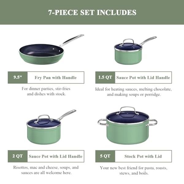 Ninja Ceramic Pro 10-Piece Cookware Set, Non-Stick Pots & Pans Set with Glass Lids, PTFE Free, Ceramic Coated, Oven Safe, All Stovetops & Induction Compatible, Stone, CW39010ST
