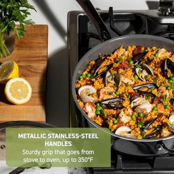 T-fal Preserve Ceramic, Ceramic Non Stick Cookware Set 13 Piece, Oven Broiler Safe 350F, Kitchen Set w/Frying Pans, Saucepans, Sautepan, Dutch Oven, Lids, Pan Protectors, Pots and 