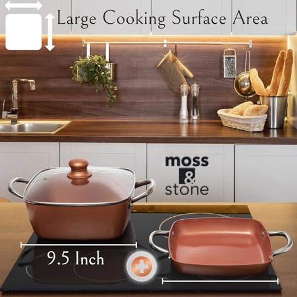 NutriChef 15-Piece Non Stick Kitchen Cookware Set PFOA/PFOS-Free, Colorful Heat Resistant Lacquer w/Saucepot, Frying Pans, Oven Pot, Lids, 5 Utensil - NCCWCOR15