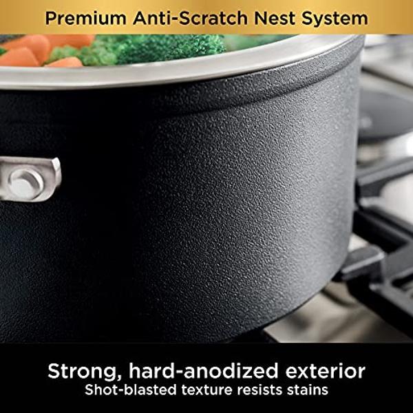 Blue Diamond Cookware Hard Anodized Ceramic Nonstick, 10 Piece Cookware Pots and Pans Set, Non-Toxic PFAS and PFOA-Free, Dishwasher and Oven Safe, Durable, Even Heating, Metal Uten