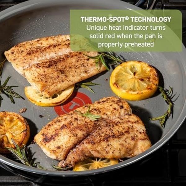 T-fal Preserve Ceramic, Ceramic Non Stick Cookware Set 13 Piece, Oven Broiler Safe 350F, Kitchen Set w/Frying Pans, Saucepans, Sautepan, Dutch Oven, Lids, Pan Protectors, Pots and 