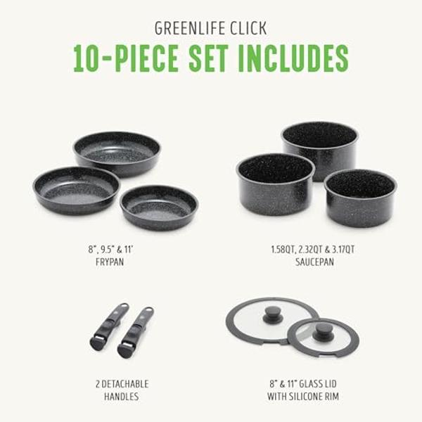 GRANITESTONE 20 Pc Kitchen Pots and Pans Set Non Stick Cookware Set, Kitchen Granite Nonstick Cookware Sets, Diamond Coated Non Toxic Cookware Set, Oven & Dishwasher Safe