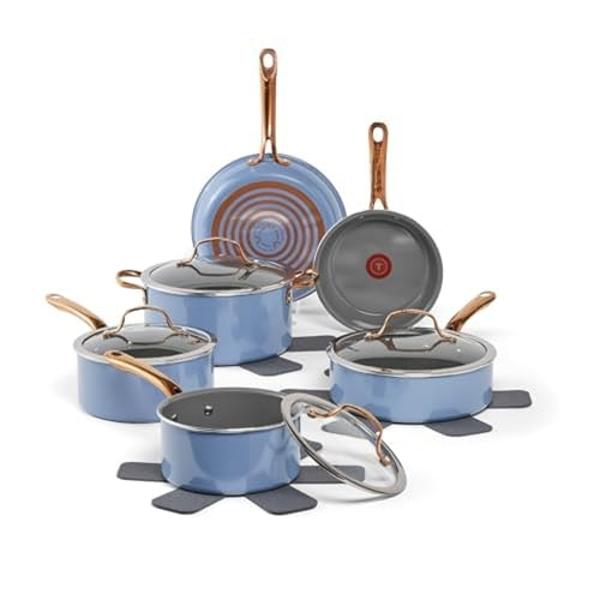 T-fal Preserve Ceramic, Ceramic Non Stick Cookware Set 13 Piece, Oven Broiler Safe 350F, Kitchen Cookware Set w/Frypans, Saucepans, Sautepan, Dutch Oven, Lids, Pan Protectors, Pots
