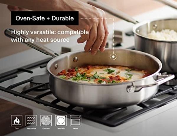 Misen 5-Ply Stainless Steel Cookware Set - Versatile, Dishwasher Safe - 5-Piece Set - 10" Skillet, 3 QT Saute Pan + Lid, 3 QT Saucier + Lid