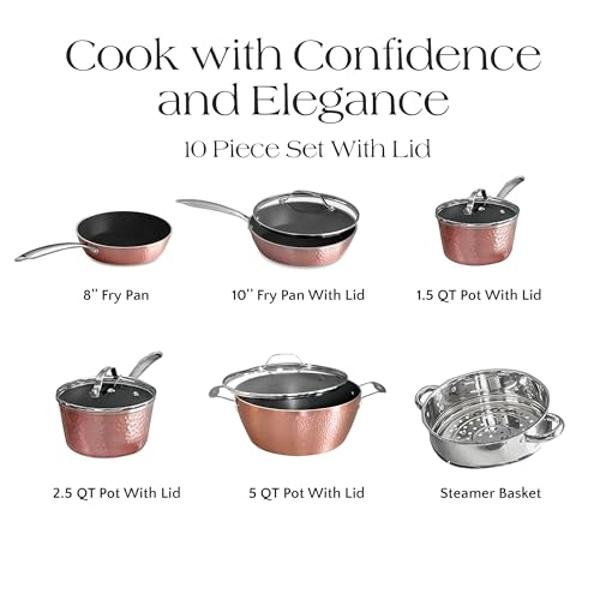 Goodful Ceramic Nonstick Pots and Pans Set, Premium Ceramic Coating Made without PFOA, PTFE or PFAS, Dishwasher Safe, 12-Piece, Cream