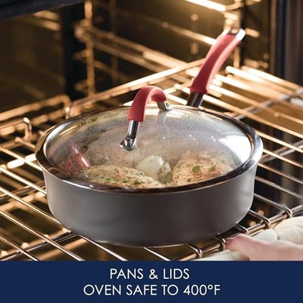 Daniks Modern 10-Piece Stainless Steel Induction Cookware Set – Dishwasher Safe Saucepan, Pots with Heatproof Handles, Glass Lids, Silver