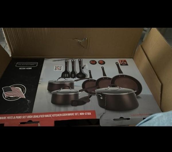 NutriChef Nonstick Cookware Excilon Home Kitchen Ware Pots & Pan Set with Saucepan Frying Pans, Cooking Pots, Lids, Utensil PTFE/PFOA/PFOS free, 11 Pcs, Purple Diamond, One size