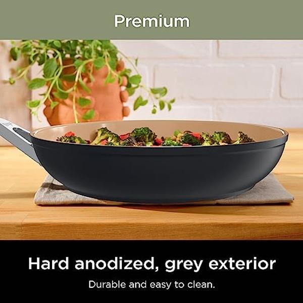Ninja Pots and Pans Set Non Stick | Extended Life Premium Ceramic Cookware Set | 9-Piece Nonstick | PTFE Free | Oven Safe to 550°F | Induction Compatible | Frying Pan x3 | Cooking 