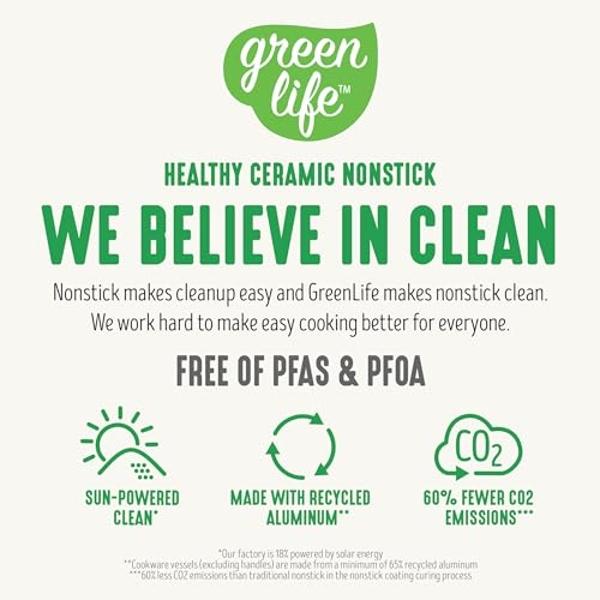 GreenLife 10-Piece Ceramic Nonstick Cookware Set, Dishwasher & Oven Safe, Silicone Stay-Cool Handles, PFAS-Free Ceramic Coated Pots and Pans with Lids, Healthy Kitchen Cooking Set,