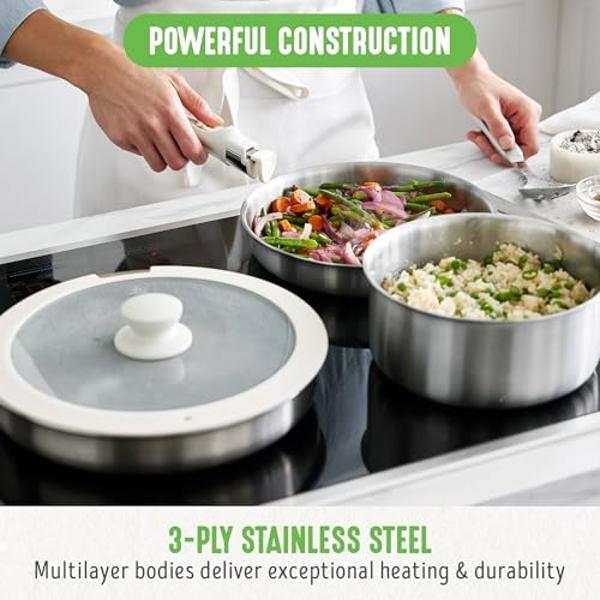 T-fal Preserve Ceramic, Ceramic Non Stick Cookware Set 13 Piece, Oven Broiler Safe 350F, Kitchen Cookware Set w/Frypans, Saucepans, Sautepan, Dutch Oven, Lids, Pan Protectors, Pots