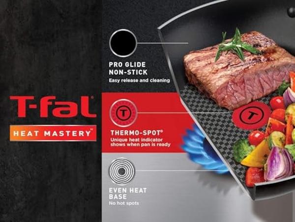 T-fal B036SE64 B036SE Excite ProGlide Nonstick Thermo-Spot Heat Indicator Dishwasher Oven Safe Cookware Set, 14-Piece, Bronze