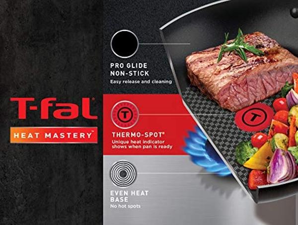 T-fal B039SE64 B039SE Excite ProGlide Nonstick Thermo-Spot Heat Indicator Dishwasher Oven Safe Cookware Set, 14-Piece, Red, 2.3 Rio