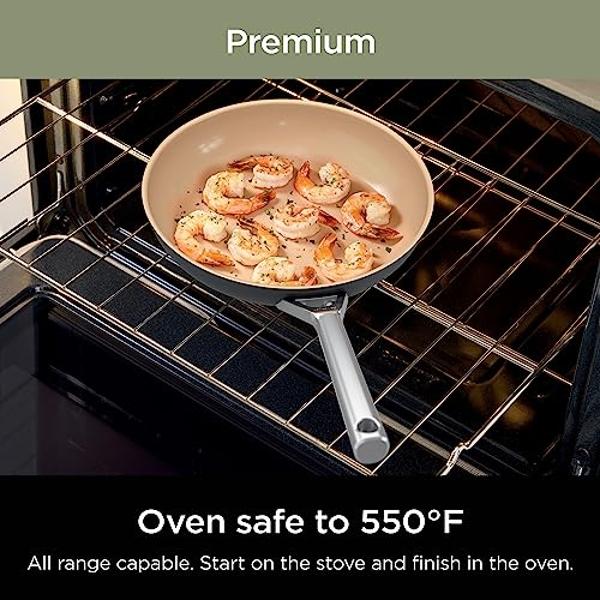 Ninja Pots and Pans Set Non Stick | Extended Life Premium Ceramic Cookware Set | 9-Piece Nonstick | PTFE Free | Oven Safe to 550°F | Induction Compatible | Frying Pan x3 | Cooking 