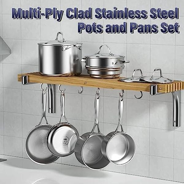 Cooks Standard Multi-Ply Clad Stainless Steel Cookware Set, 9 Piece, Silver