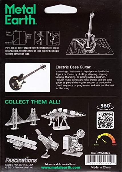 Metal Earth Electric Bass Guitar 3D Metal Model Kit Fascinations