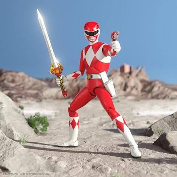 Super7 ULTIMATES! Mighty Morphin Power Rangers Red Ranger - 7" Power Rangers Action Figure with Accessories Classic TV Show Collectibles