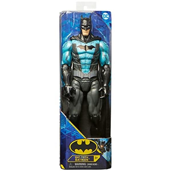 DC Comics Batman 12-inch Bat-Tech Batman Action Figure (Black/Blue Suit), Kids Toys for Boys and Girls Ages 3 and up