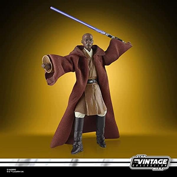 Star Wars Hasbro The Vintage Collection Mace Windu Figura Azione 9,5 Cm | Giocattolo Attack Of The Clones Con Accessori, VC35